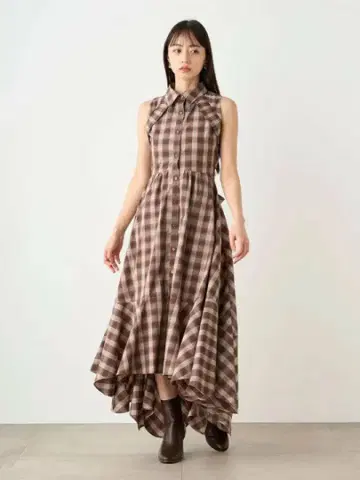 언발란스 셔츠 원피스 체크 snidel 스나이델 s 0 사이즈
