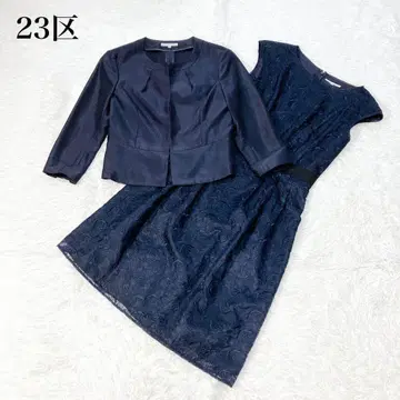 새상품급 23구 셋업 원피스 수트 노카라 플라워 자수 36