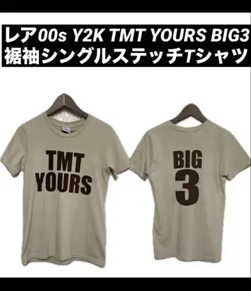 레어 00s TMT YOURS BIG 3 싱글 스티치 티셔츠 베이지