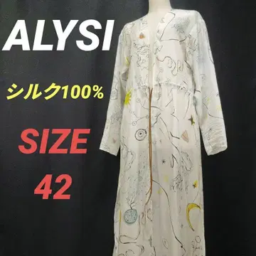 ALYSI 알리 지 가운 원피스 롱 시어 실크 100% 올 패턴