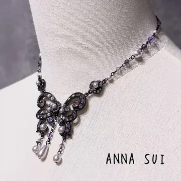 ANNA SUI 안나수이 목걸이 나비 버터플라이 숏 키라키라 보라색