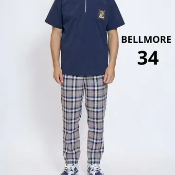 BELLMORE 벨모아 체크 팬츠 골프 엠블럼 34 XL