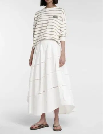BRUNELLO CUCINELLI 화이트 롱 스커트