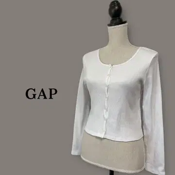 갭/GAP /숏 기장/리브 크롭 티셔츠/앞 버튼/면