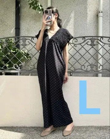 시마무라 Lax Dan Tia 셔링 살로펫 도트 먹블랙 L