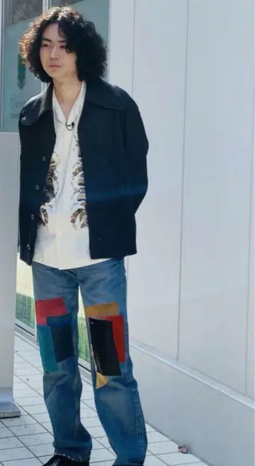 스다 마사키 착용 Dairiku 21ss 가죽 패치 데님