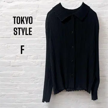 TOKYO STYLE 블랙 셔츠 긴팔 F 비침 겉옷 스트라이프 신축