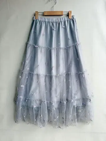 dazzlin 여성용 쉬폰 스커트 롱 꽃 자수