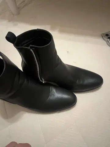 블랙 숏부츠 26cm 힐 7cm 사이드 지퍼