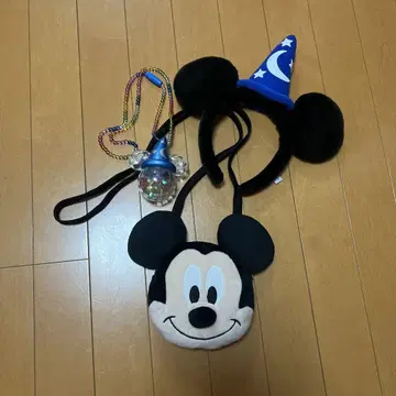 디즈니 미키 머리띠 목걸이 파우치 라이트