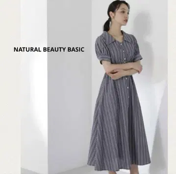NATURAL BEAUTY BASIC 빅 칼라 셔츠 원피스 M