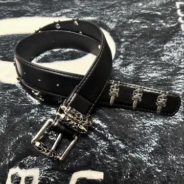 v inge 더블 스핀 대거 크로스 리벳 롤러 벨트 Y2K
