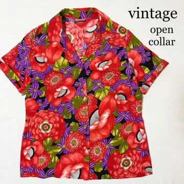70년대 80년대 vintage 아트 디자인 셔츠 오픈 카라 셔츠