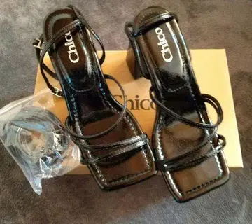 새상품급 Chico 청키힐 샌들 뮬 S 블랙