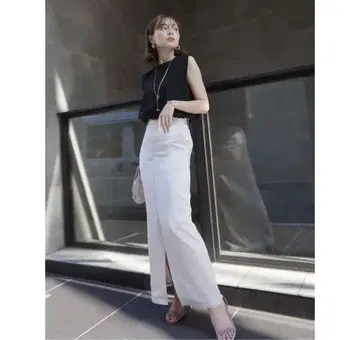 anuans 새틴 프린지 타이트 스커트