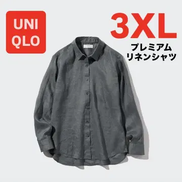 유니클로 프리미엄 린넨 셔츠 3XL 그레이 린넨 셔츠 긴팔