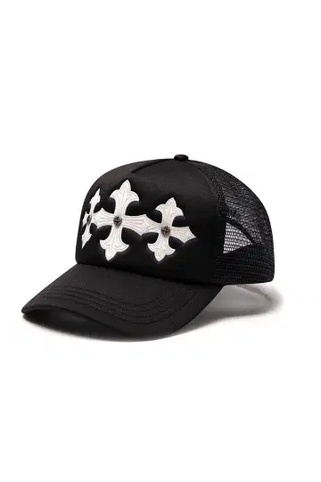 Cross Leather Patch Mesh Cap