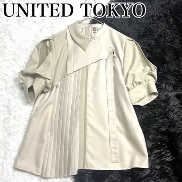 [현행 모델] UNITED TOKYO 컬 랩 슬리브 블라우스 베이지