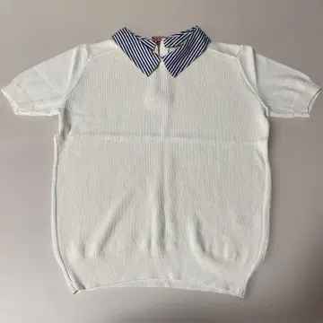 바니스뉴욕 스트라이프 옷깃 니트 반팔 BARNEY NEW YORK