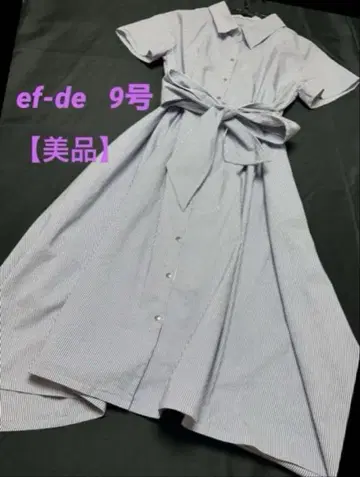 새상품급 ef-de 에프데 스트라이프 패턴 반팔 셔츠 원피스 9호