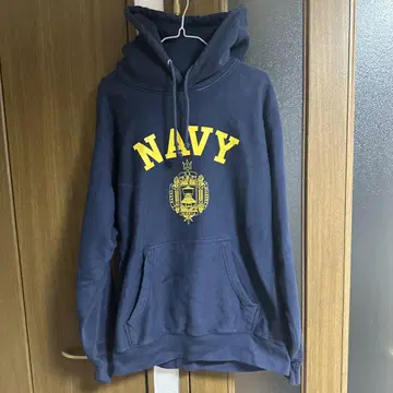 Navy 로고 후드 부착 후드티 네이비