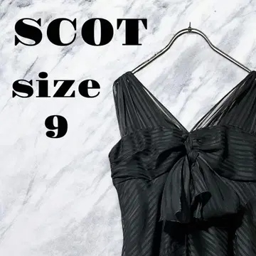 S [고품질] SCOT 슬리브리스 원피스 리본 포함 블랙 [9]