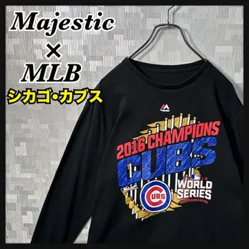 MLB 컵스 롱T 긴팔 티셔츠 블랙 남성용 M 월드 시리즈