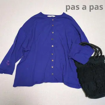 pas a pas 파스아파스 코튼 가디건 자수 버튼 넉넉한 핏