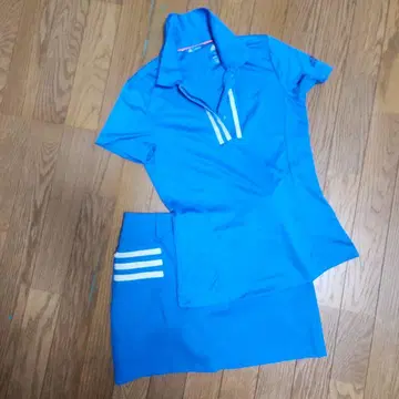 adidas 파랑 피케 셔츠 스커트 세트 S