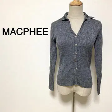 MACPHEE 그레이 컬러 카라 부착 가디건