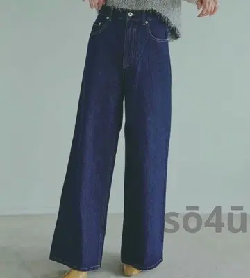 쏘포유 택 포함 스트레이트 데님 와이드 팬츠 S 사이즈