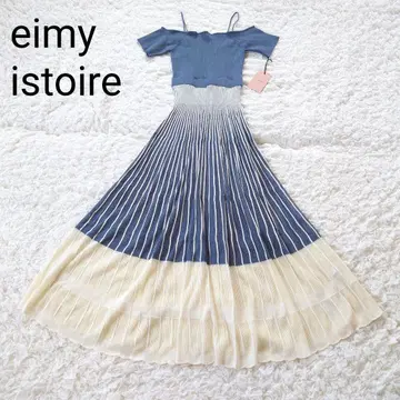 [미사용] eimyistoire 플리츠 오프숄 니트 원피스 롱