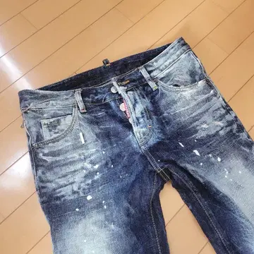 DSQUARED2 38 페인트 가공 다크 블루 스키니 데님