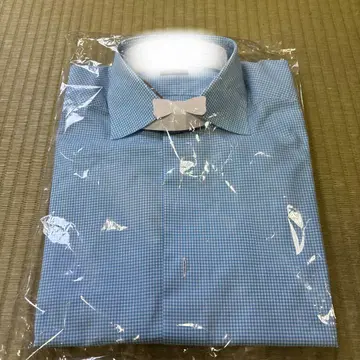 BARBA 스카이블루 체크 무늬 셔츠 38 15