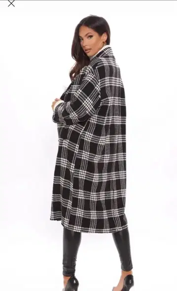 FASHION NOVA 체크 무늬 롱 코트