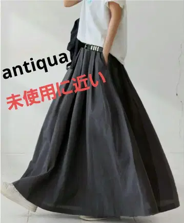 안티카 antiqua 린넨 플레어 스커트 그레이