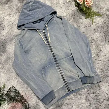 [BAYCREST] 데님 라이트 블루 풀 집업 후드티