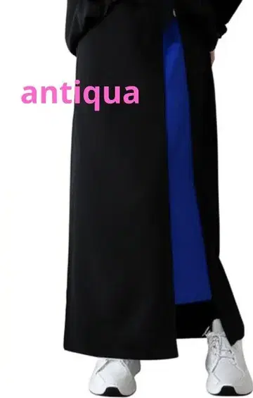 antiqua 분또 소재 롱 스커트 블랙과 블루 인기