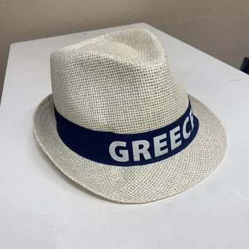 GREECE 문자 화이트 스트로 햇