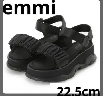 emmi 에미 통굽 개더 스트랩 샌들 블랙 22.5cm 새상품