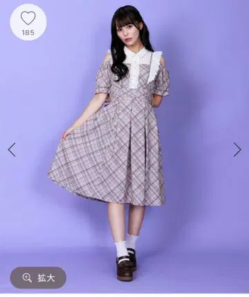 새상품 axes famme 오프숄더 x 체크 절개 원피스