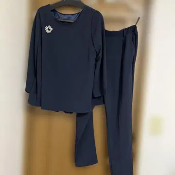 네이비 수트 셋업 플리츠 백