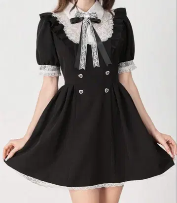 지뢰 프릴 블랙 미니 원피스