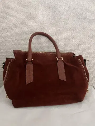 브라운 스웨이드 가죽 백