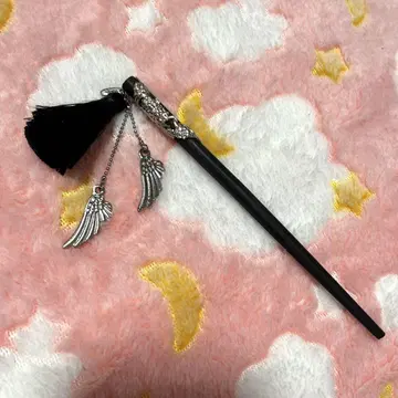 wargo 깃털 꽃 한자루 비녀 블랙