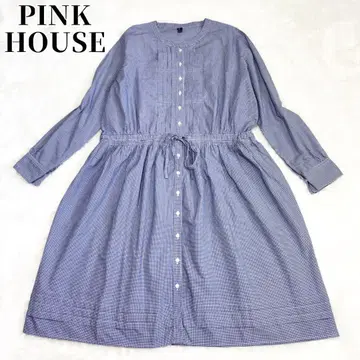 PINK HOUSE 깅엄 체크 핀턱 코튼 원피스
