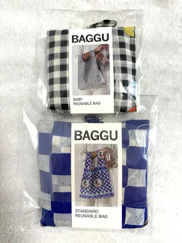 BAGGU 타일 체리 체크 하트 에코백 세트