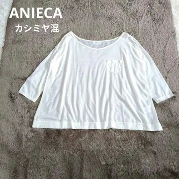 새상품급 ANIECA 티셔츠 캐시미어 혼방 넉넉한 고급 화이트 F