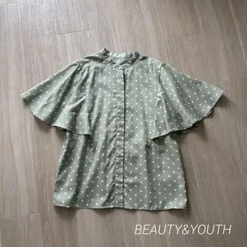 BEAUTY&YOUTH 도트 플레어 슬리브 블라우스