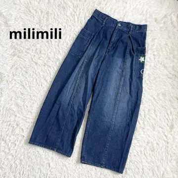 mili mili 여성용 와이드 데님 팬츠 L 인디고 블루